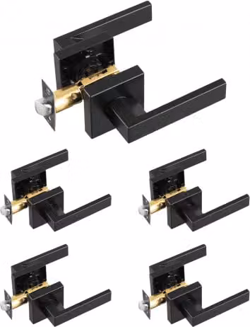 Set di 5 maniglie per porta VEVOR in metallo nero opaco con serratura senza chiave, reversibili destra/sinistra, in lega di zinco e ferro