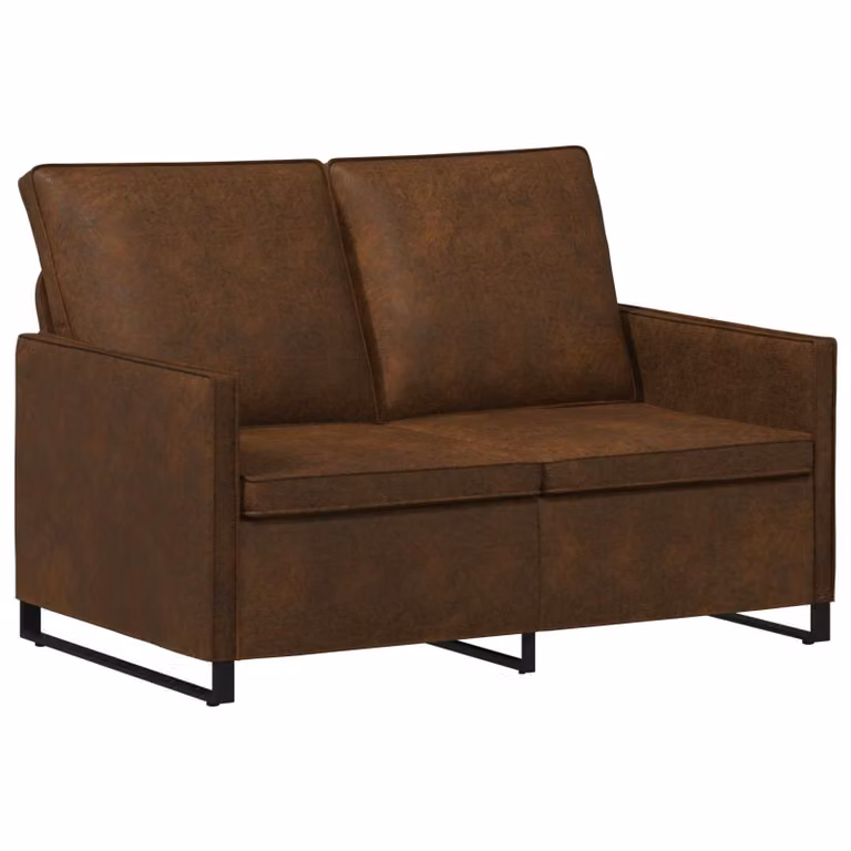 vidaXL Divano a 2 posti moderno in tessuto e similpelle marrone con poggiatesta regolabile L: 130 cm, P: 81 cm, H: 82 cm