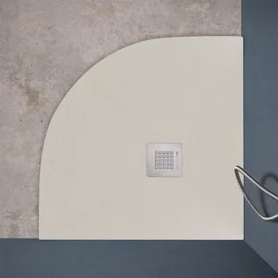 Piatto doccia semicircolare Ten INBAGNO beige in mineral cast riducibile su misura L/P: 80 x 80 cm – 2
