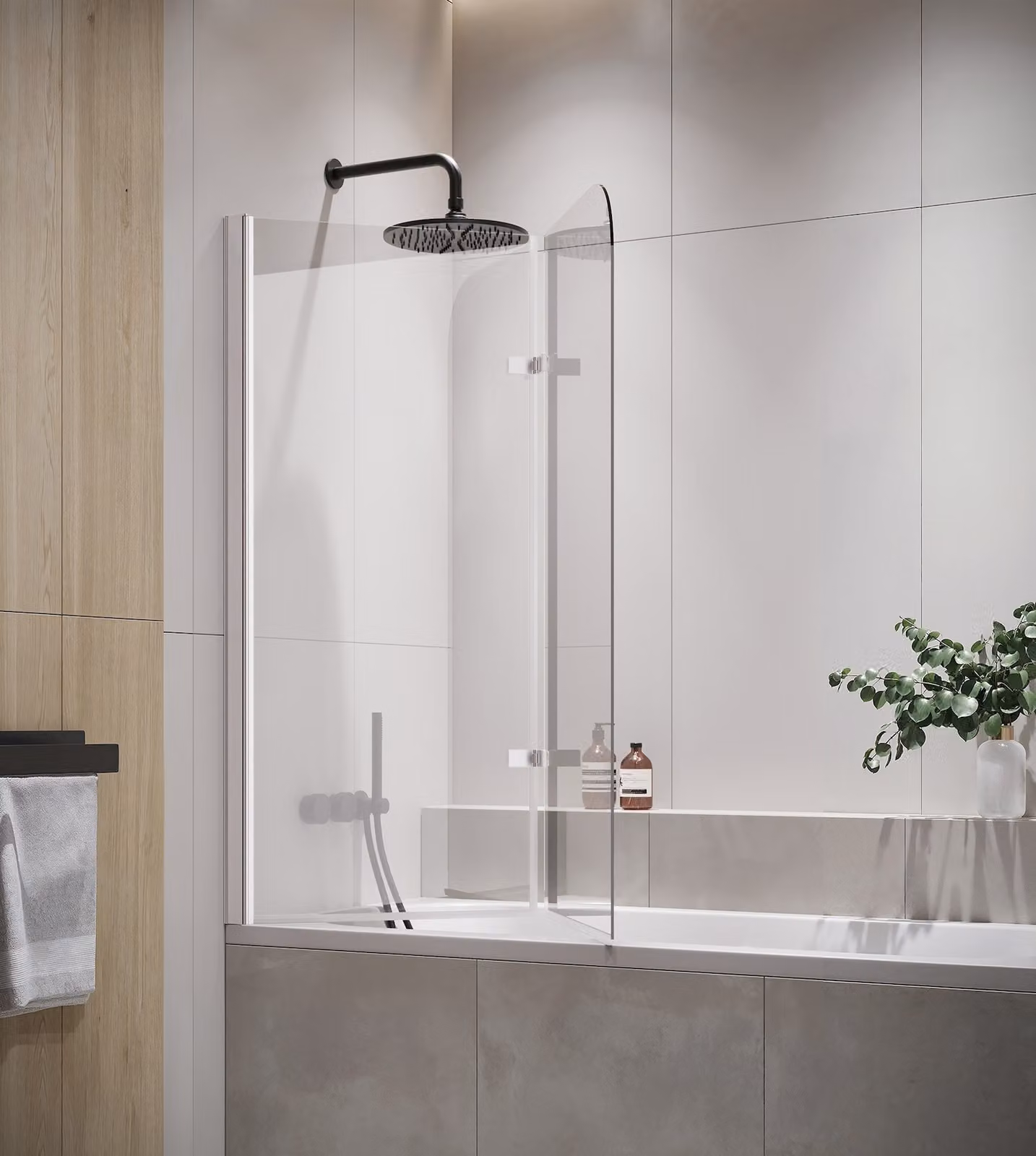 Badplaats Parete Vasca Austin 120 x 140 cm - Cromo - Anta Pivotante 5 mm - Vetro di Sicurezza e Anticalcare
