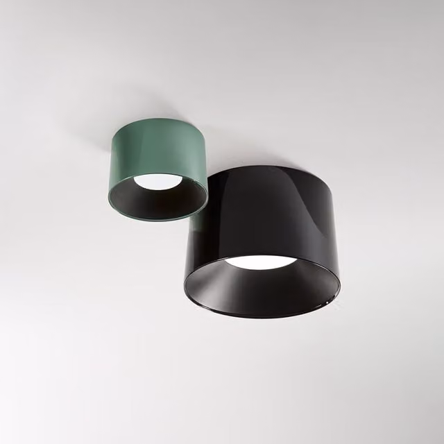 Plafoniera LED Perenz Hole in alluminio dimmabile, design cilindrico minimalista, disponibile in nero, verde o multicolore