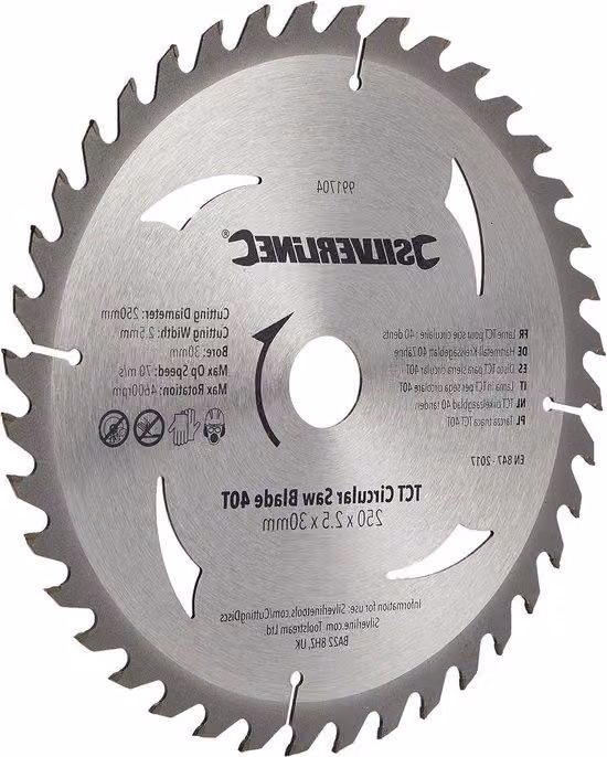 Lame per seghe circolari 250x30 mm, 40/60 denti, 2 pezzi