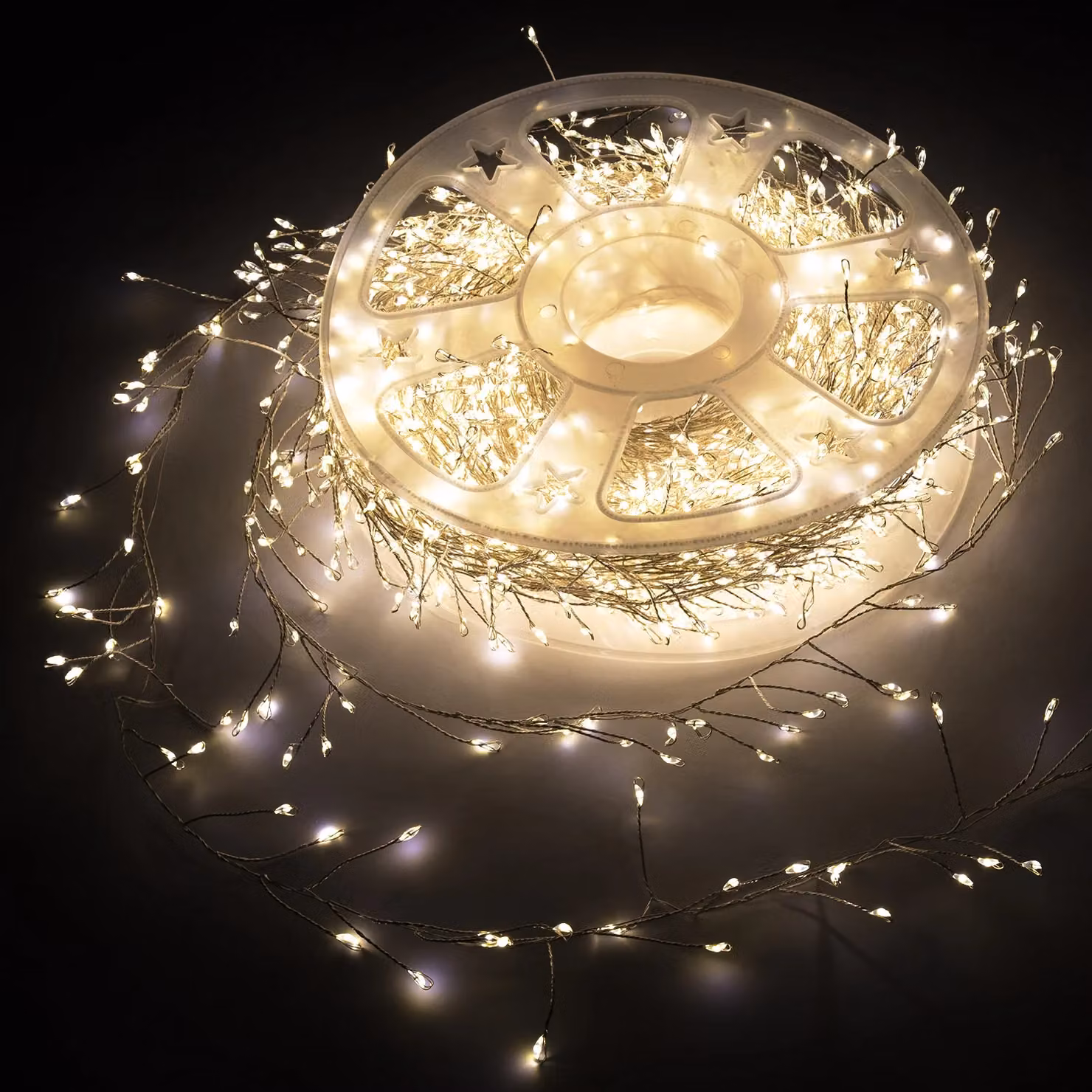 DICTROLUX Catena Luminosa con 1000 MicroLED Bianco Caldo e Colore Argento, Lunghezza: 13 m – 1