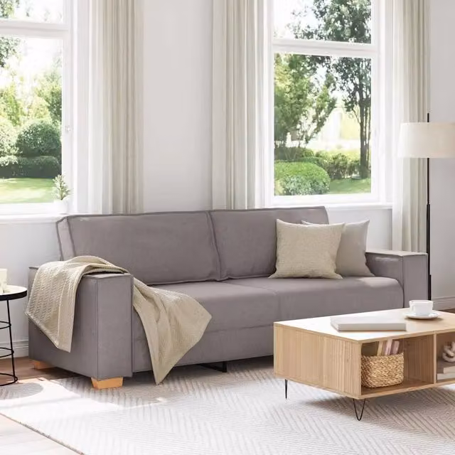 Divano a 3 Posti-Sofa 3 Posti tortora 180 cm in tessuto 124739