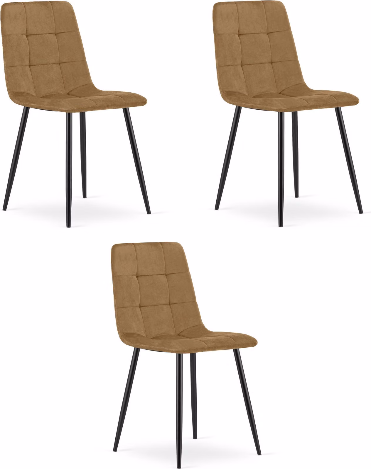 Sedia KARA - velluto marrone / gambe nere x 3
