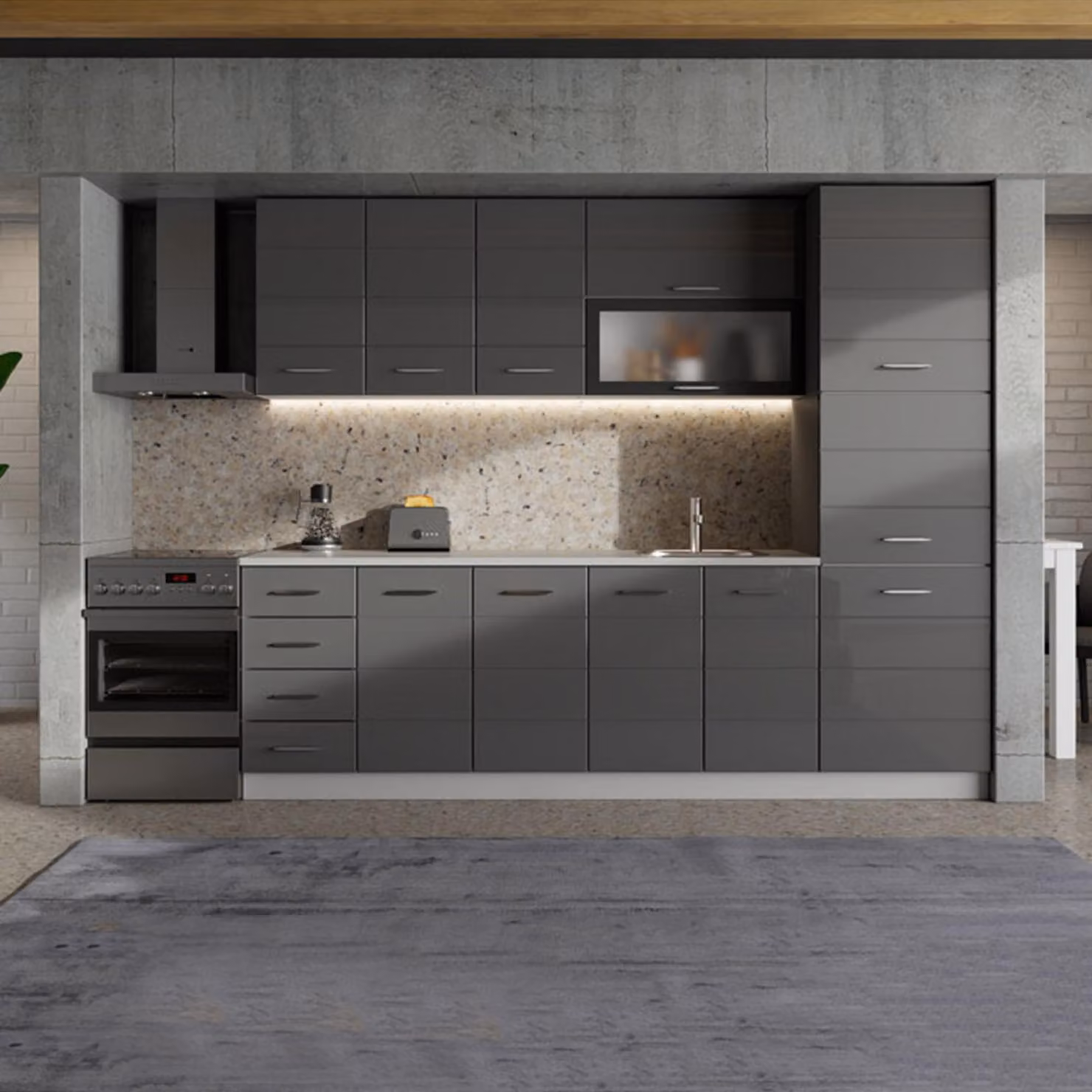 Cochem - Dispensa da Cucina, 60x58x214h cm Nero Antracite, 6 Ripiani