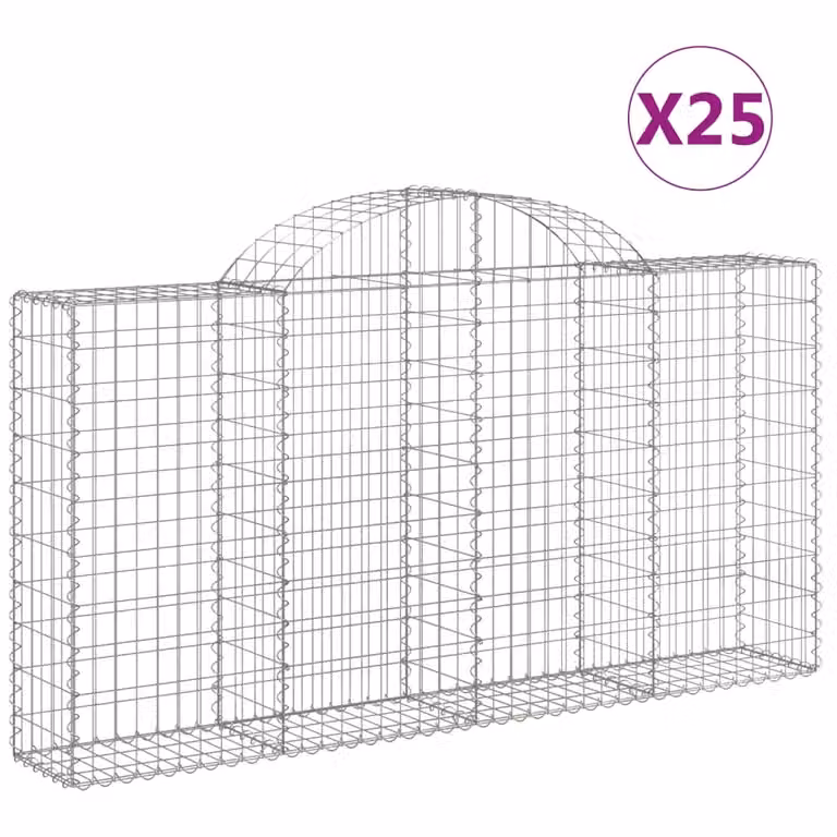 Cesti Gabbioni ad Arco 25 pz 200x30x100/120 cm Ferro Zincato
