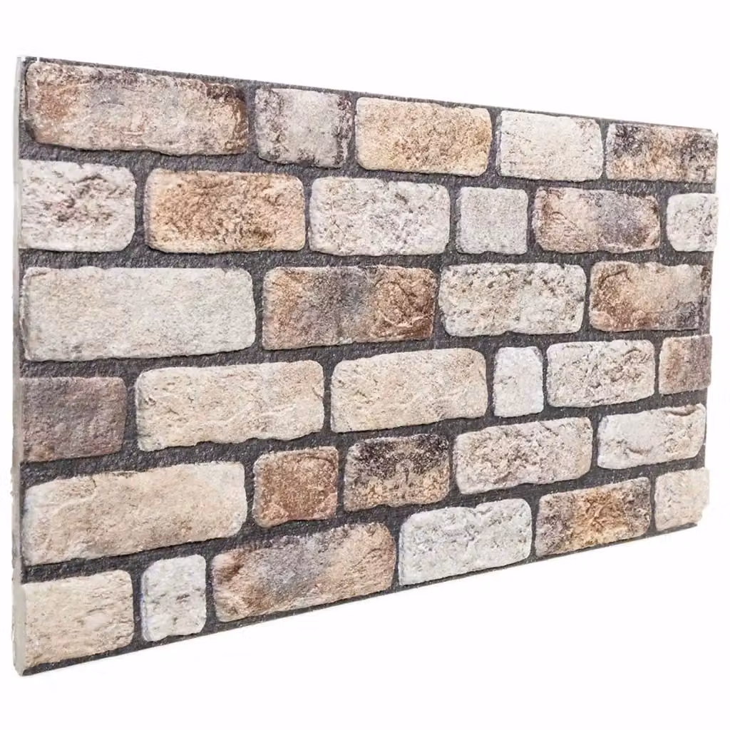 Set di 10 pannelli da parete autoadesivi con design geometrico marrone, lavabili e in materiale non tessuto, L: 100 cm x H: 50 cm, modello CFW2362401 – 2