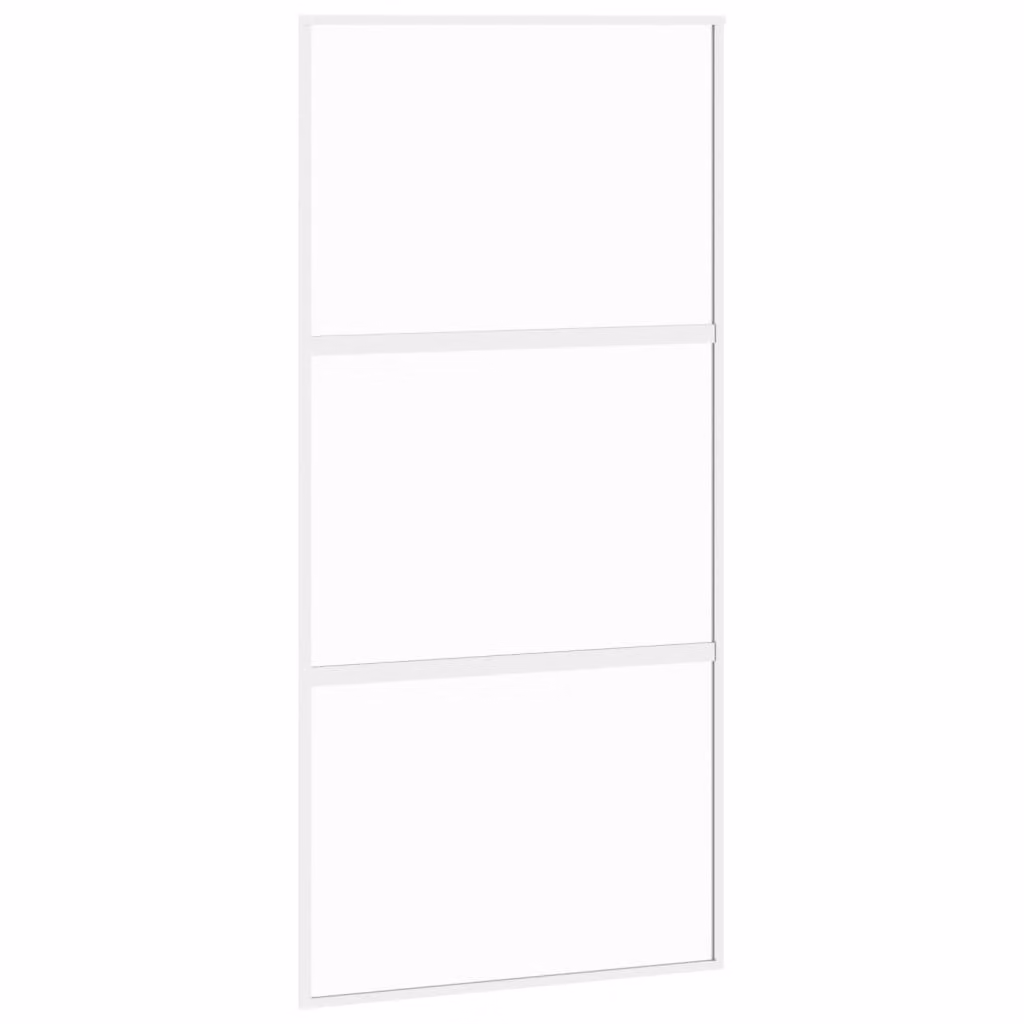 Porta Scorrevole Bianca 102,5x205cm Vetro Temperato e Alluminio