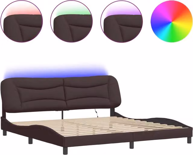Letto matrimoniale | Letto per adulti | Giroletto con LED senza Materasso Hvar 200x200 cm in Tessuto