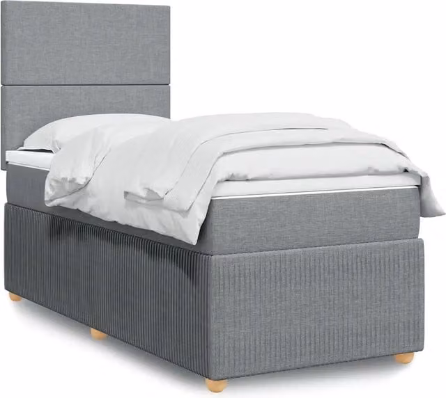 Letto Ibrido vidaXL con Materasso a Molle Grigio Chiaro e Bianco L/P/H: 100 x 200 cm