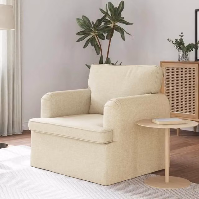 Divano beige vidaXL in tessuto con struttura in metallo L: 84 cm, P: 80 cm, H: 85 cm