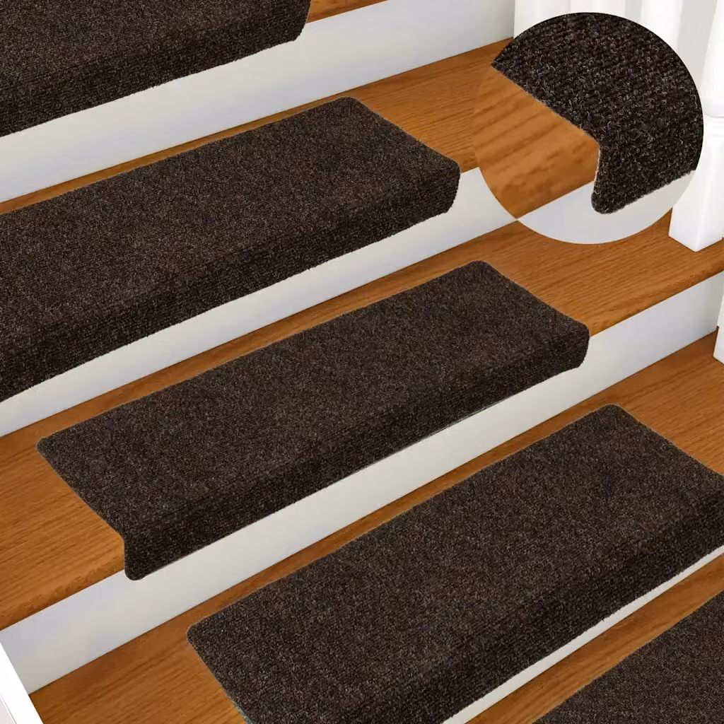 Set di 30 tappetini autoadesivi per scale DESIGN IN, colore marrone, forma rettangolare, L: 65 cm, P: 21 cm, H: 4 cm – 2