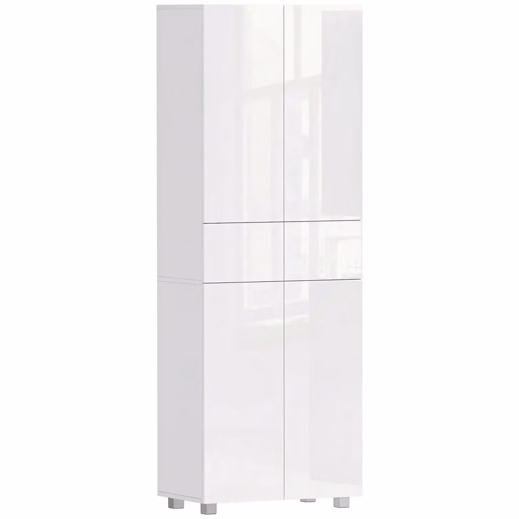 Dispensa da cucina moderna con 4 ante e ripiani regolabili in MDF e composito, Bianco, L: 60 cm, P: 35 cm, H: 170 cm – 2