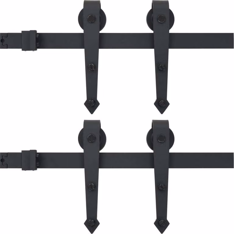 Kit di Binari per Porte Scorrevoli 2 pz 200 cm Acciaio Nero