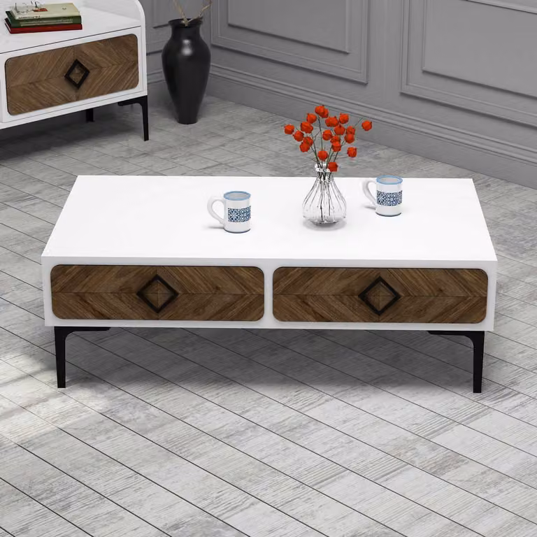 Skye Decor, Samba - Bianco, tavolino, bianco, 100% pannelli di particelle rivestiti in melamina, 105 x 60 x 34,6 cm