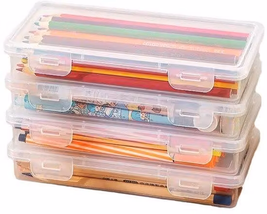 Piccoli contenitori resistenti, confezione da 4, impilabili, senza BPA, 19x9,5x3 cm
