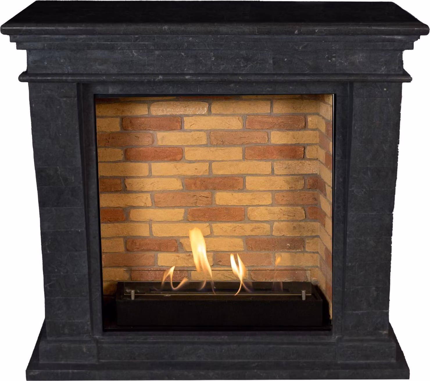 Caminetto a etanolo Xaralyn - Kreta-Mini BST-SBU - pietra naturale nera - riscaldamento a 3 kW - caminetto da incasso incluso - caminetto decorativo