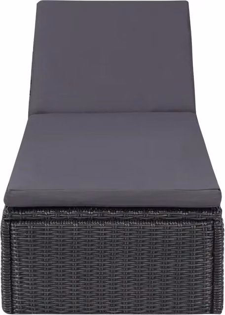 Lettino prendisole moderno in polyrattan nero e grigio per giardino e terrazza
