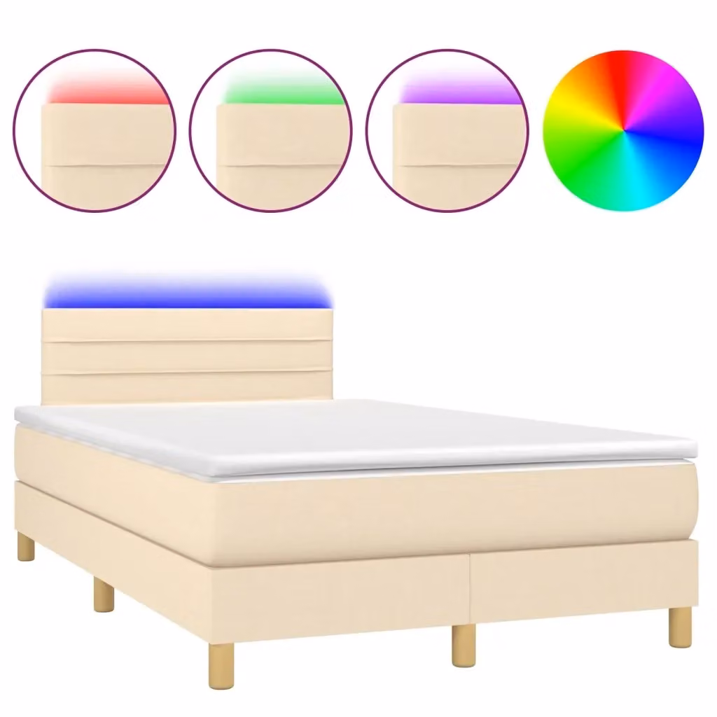 Letto Ibrido con Materasso vidaXL in Tessuto Beige e Bianco con Illuminazione LED e Porta USB L/P/H: 120 x 200 x 78 cm – 2