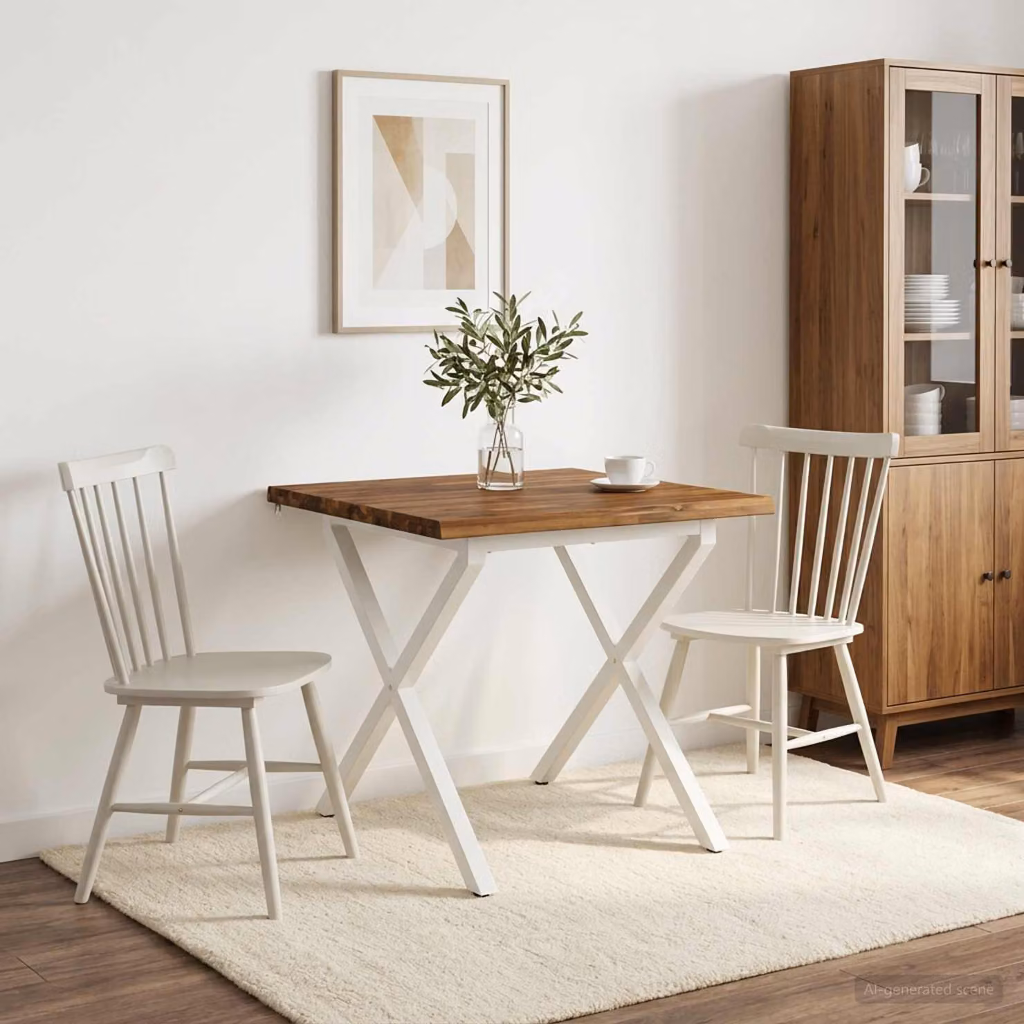 vidaXL 90 x 90 x 75 cm Legno di Acacia Massello Naturale e Bianco
