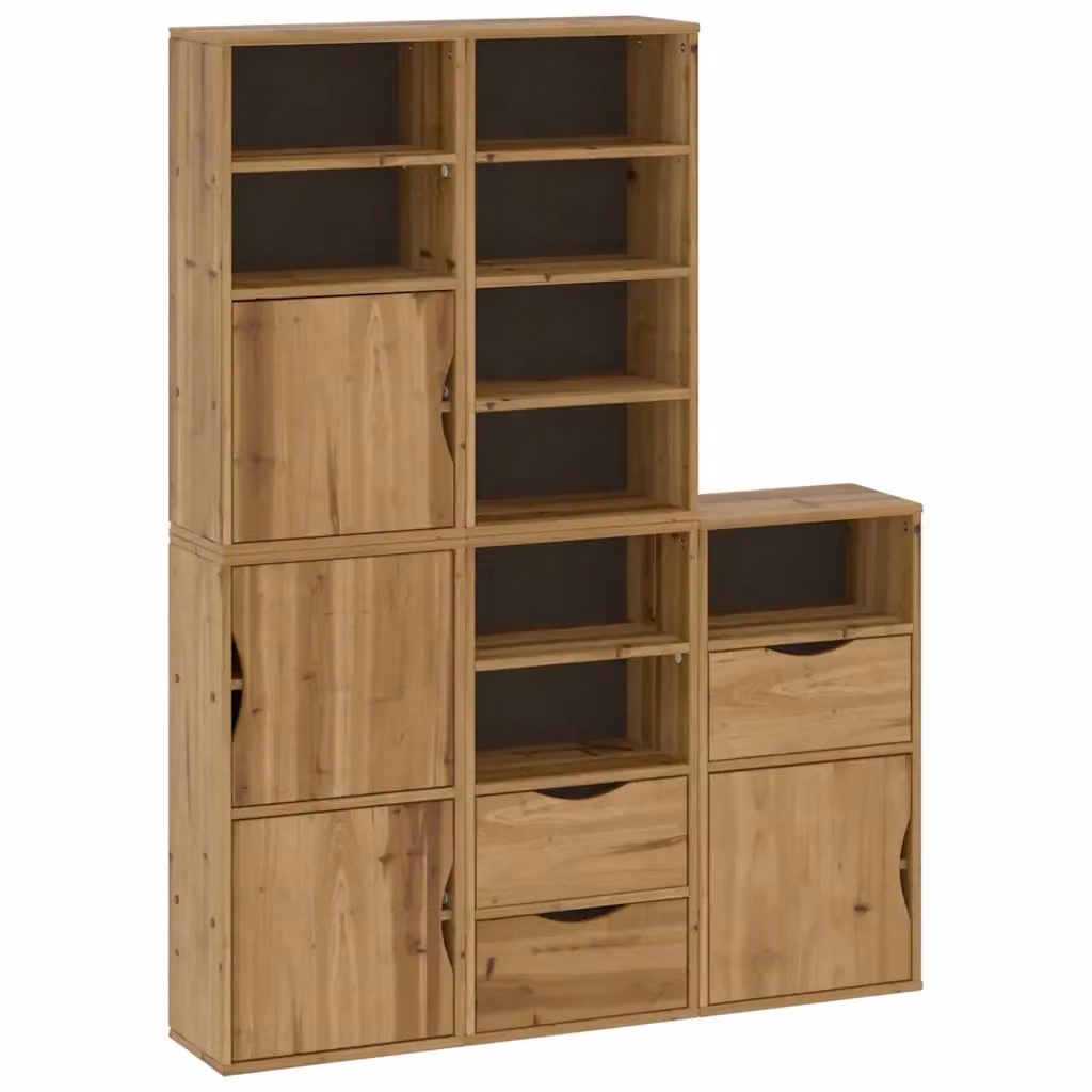 Set di 5 armadietti laterali ODDA vidaXL in legno di pino massello color marrone, stile rustico, L/P/H: 40 x 24 x 79 cm – 2