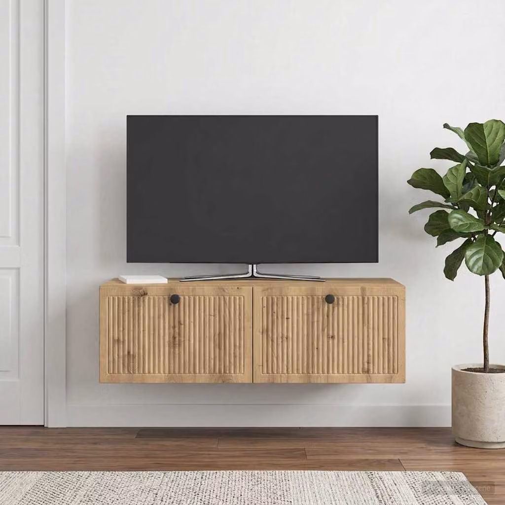 vidaXL Mobile Porta TV da Muro Moderno in Legno Rovere Marrone L: 98 cm, P: 41 cm, H: 30 cm