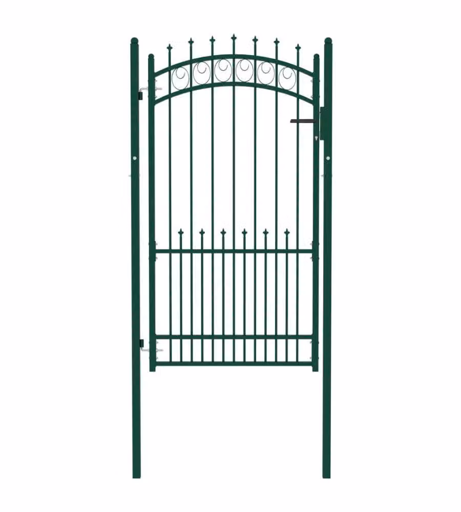 Cancello per Recinzione con Punte in Acciaio 100x175 cm Verde 146386