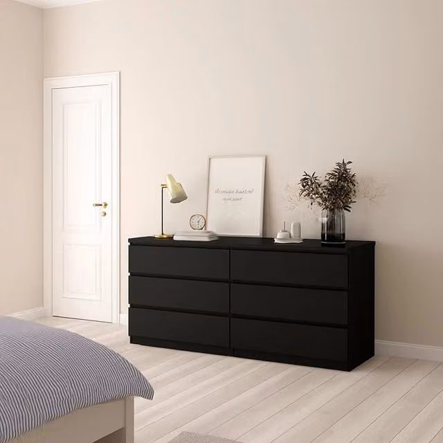 Credenza Abacadabra DMORA, Buffet e Madia da Soggiorno o Cucina, Nero Opaco, L: 154 cm, P: 50 cm, H: 70 cm