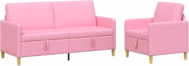 Set di divani moderni vidaXL in tessuto rosa e marrone con seduta a sollevamento e cuscini inclusi