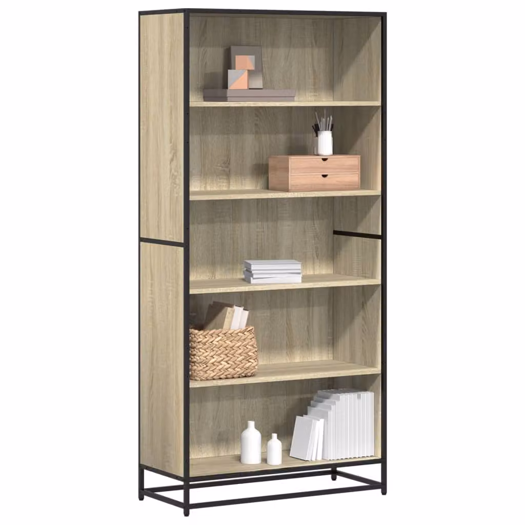 Libreria Industrial vidaXL in Legno e Metallo Marrone, L 80,5 x P 35 x H 170,5 cm – 1