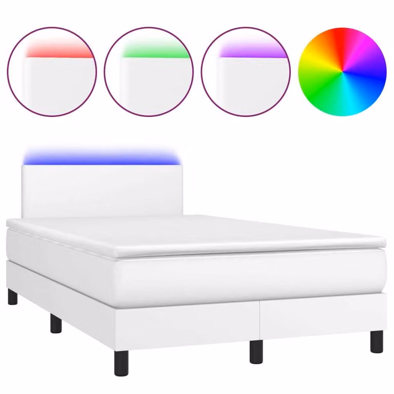 Giroletto Molle con Materasso e LED Bianco 120x200cm Pelle finta