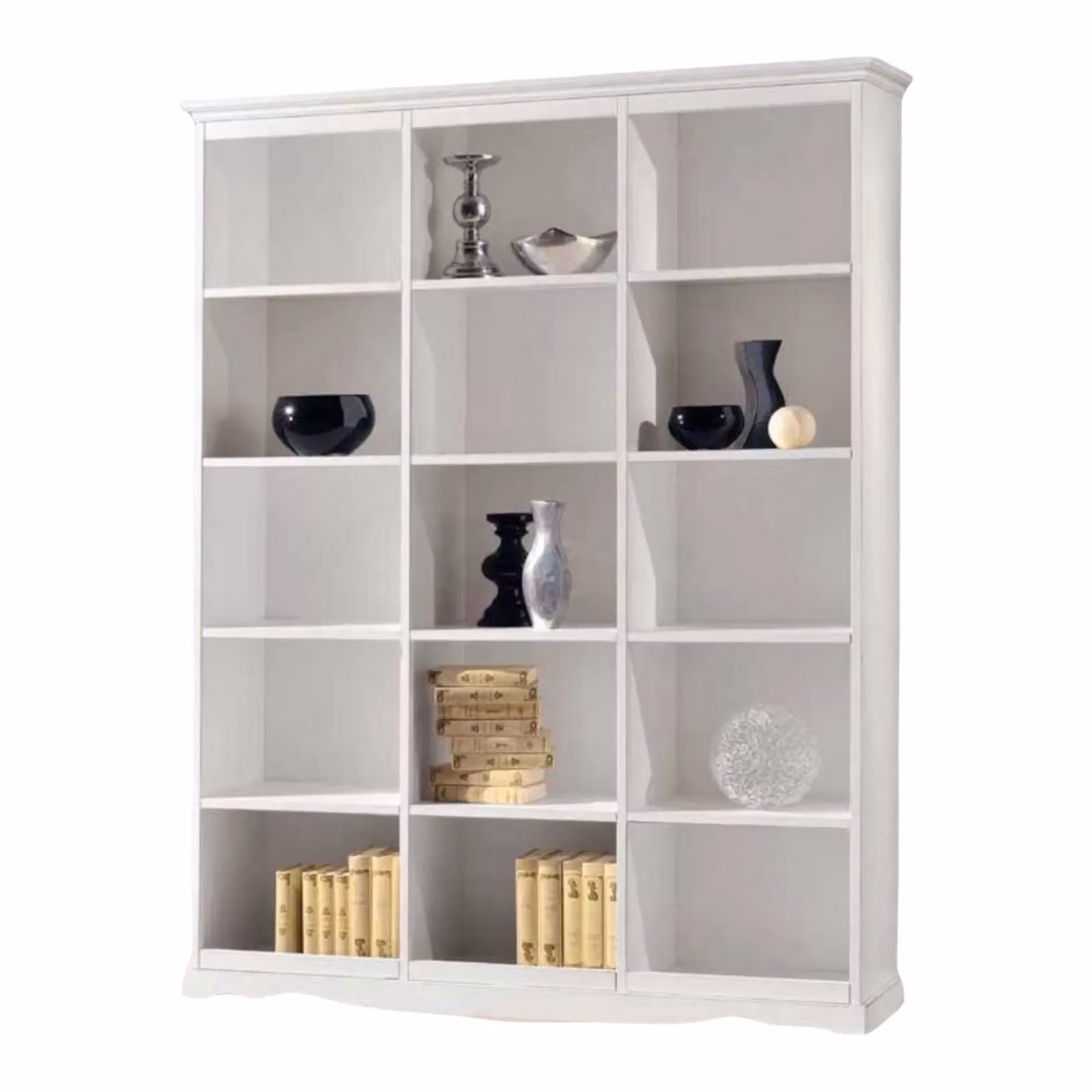 Libreria a giorno classica in legno bianco Mobili 2G L/P/H: 156 x 38 x 205 cm – 1