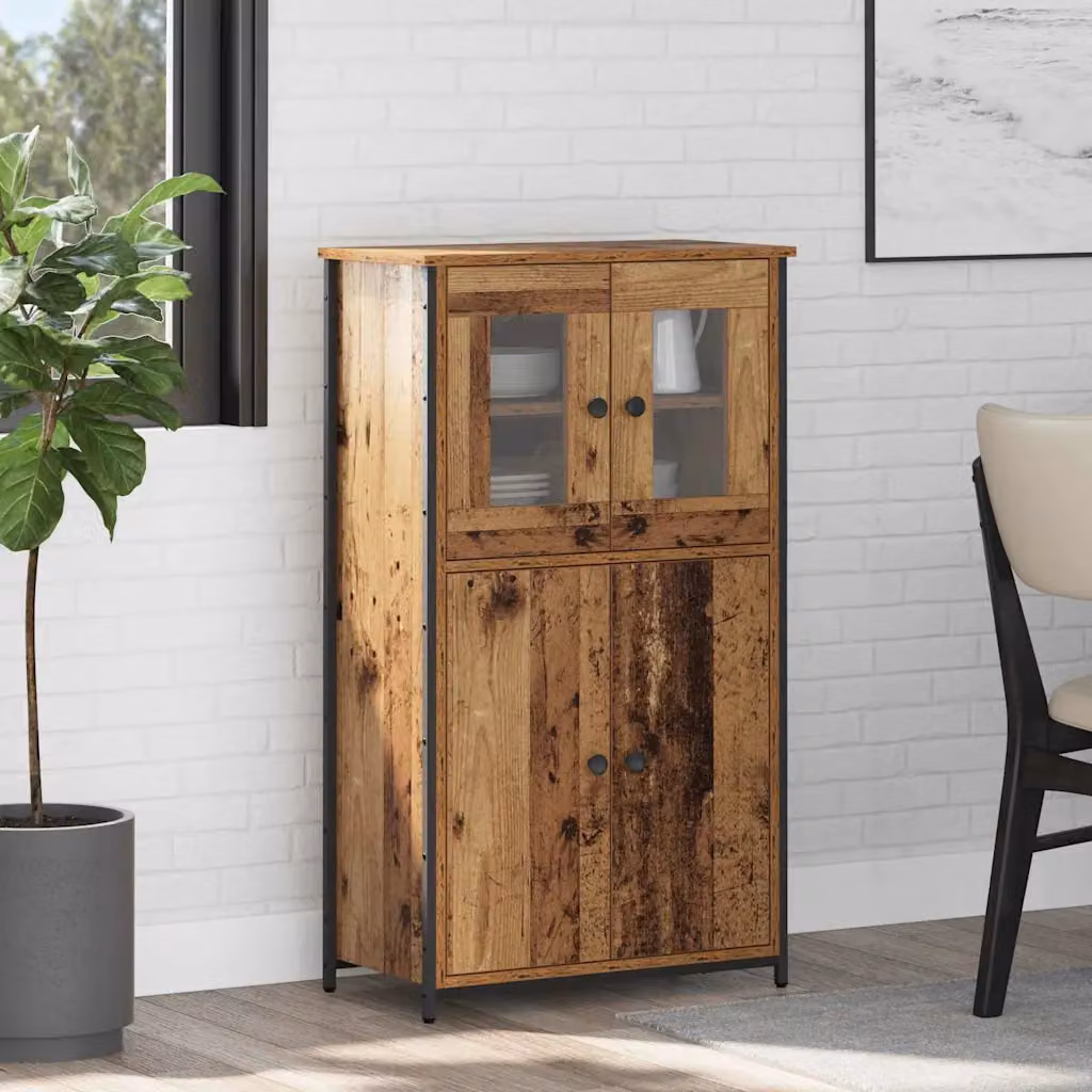 Credenza vidaXL in legno marrone con ante a battente e ripiani interni, L: 62 cm, P: 32 cm, H: 106,5 cm
