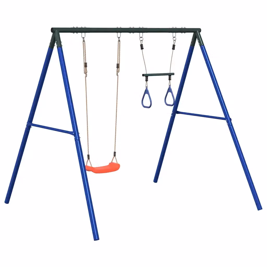 Set Gioco da Esterno con Altalena e Trapezio vidaXL in Metallo e Plastica, H 206 x L 185 x P 185 cm – 2