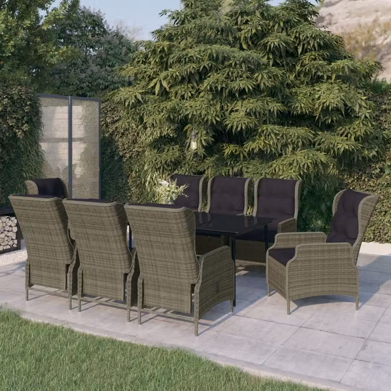 Maison Exclusive - Set da pranzo da giardino da 9 pezzi, marrone