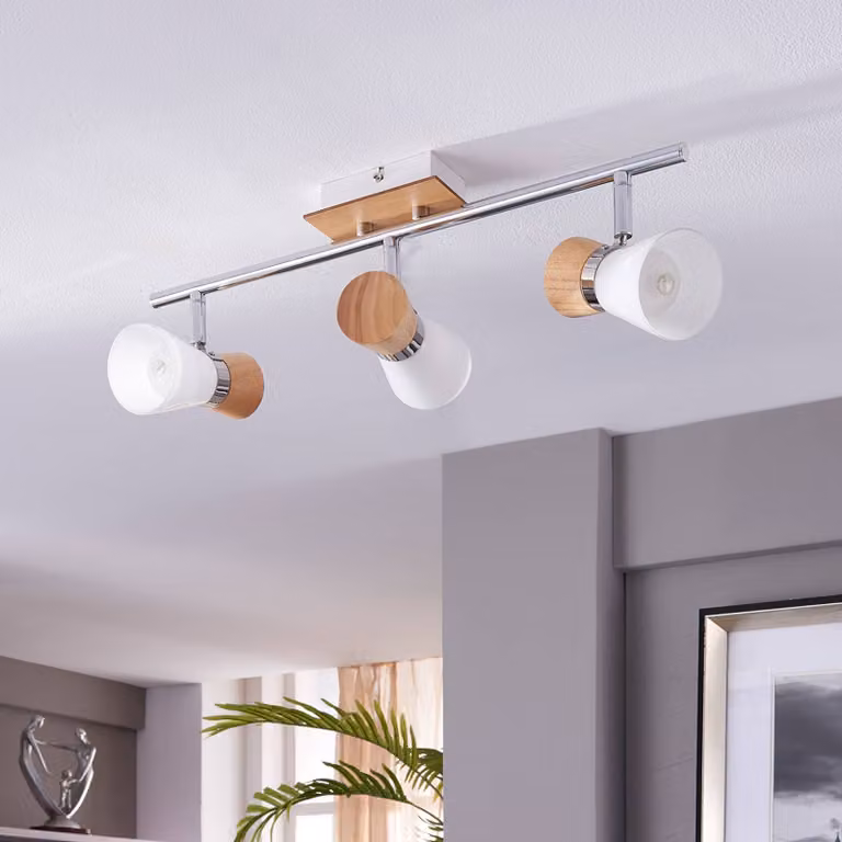 Plafoniera soffitto Vivica Lindby, dimmerabile, Legno scuro, Soggiorno / Sala da pranzo, Vetro, Scandinavo, Plafoniera