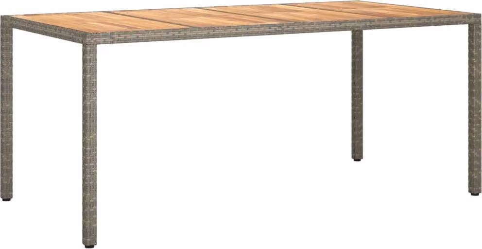 Tavolo Giardino 190x90x75 cm Polyrattan Legno di Acacia Grigio
