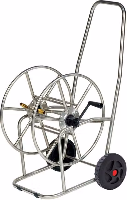Carrello Avvolgitubo Manuale con Ruote 80 mt Tubo Ø3/4” in Acciaio Inox Agrati