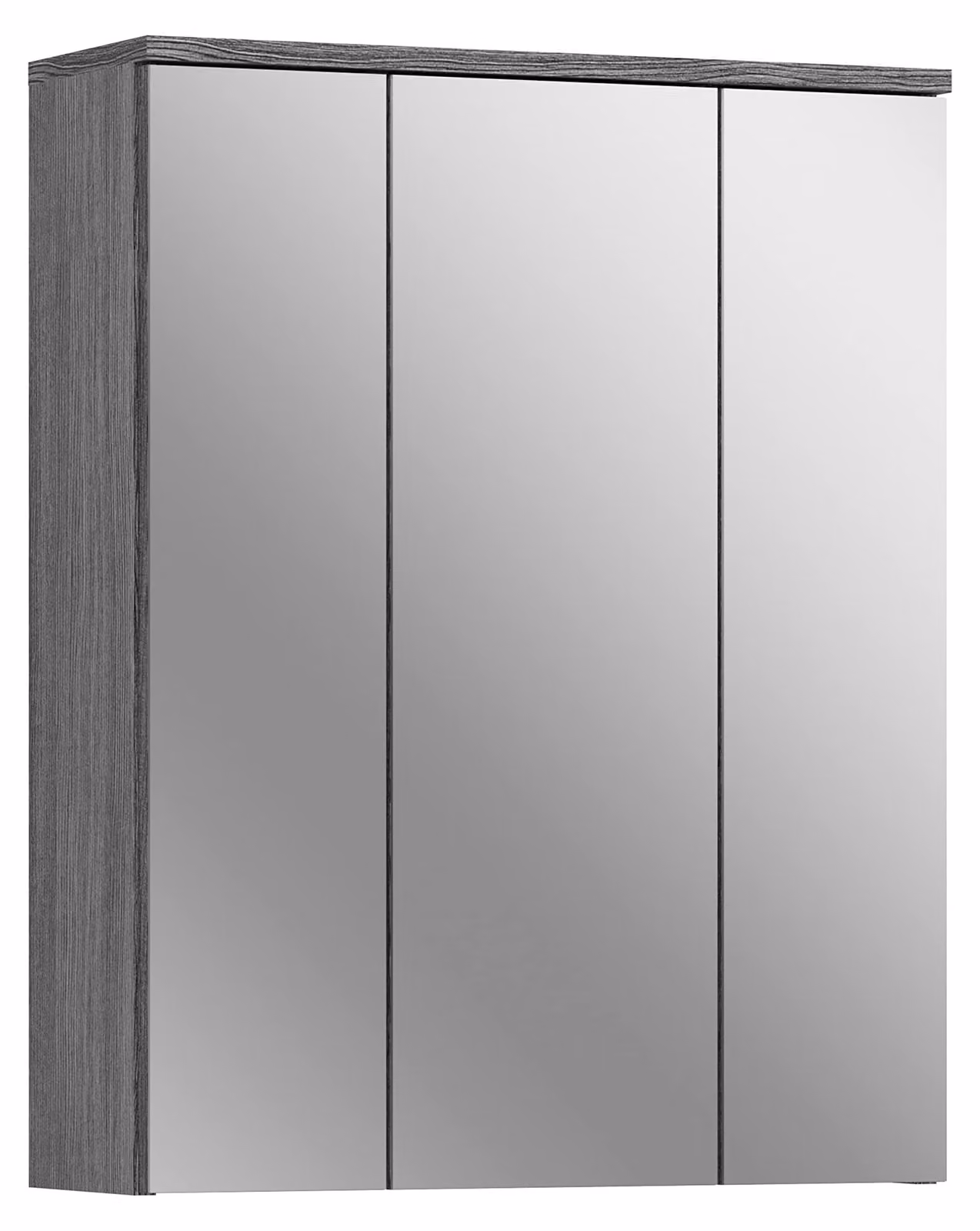 Mobile contenitore da bagno, dimensioni 60x77x21 cm, finitura grigio fumé, 3 ante, 6 ripiani