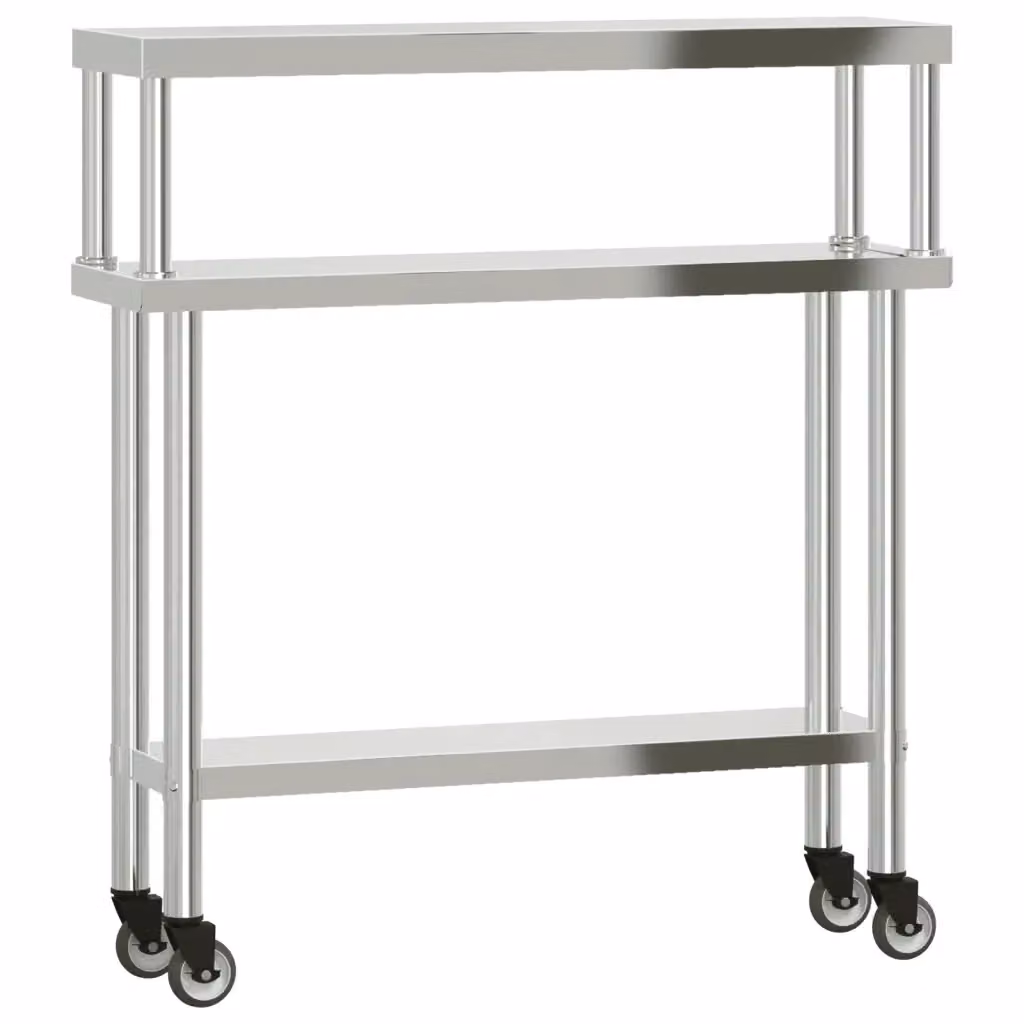 Tavolo da lavoro per cucina vidaXL in acciaio inox color argento L/P/H: 110 x 30 x 120 cm – 2