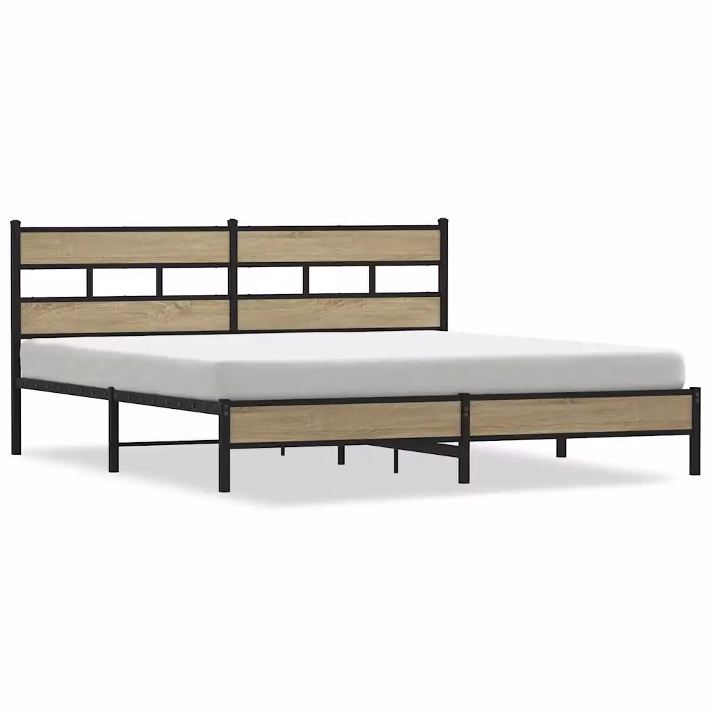 Giroletto in metallo vidaXL color rovere Sonoma con struttura a doghe fisse L/P/H: 200 x 200 x 91,5 cm – 2
