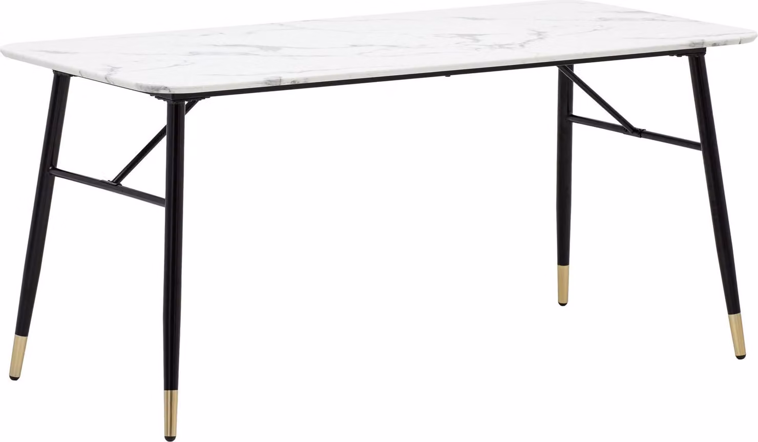 Tavolo da pranzo 140x80x76 cm tavolo da pranzo bianco in marmo look moderno, tavolo da cucina piccolo, tavolo da pranzo rettangolare, tavolo da sala da pranzo con gambe in metallo | Wohnling