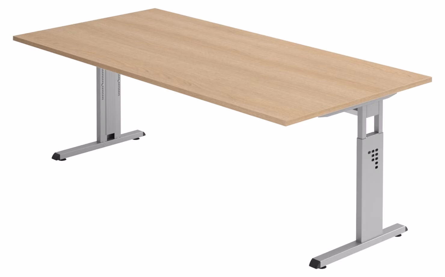 bümö Scrivania Serie-O - Struttura: argento, dimensioni: 200 x 100 cm, decorazione: rovere