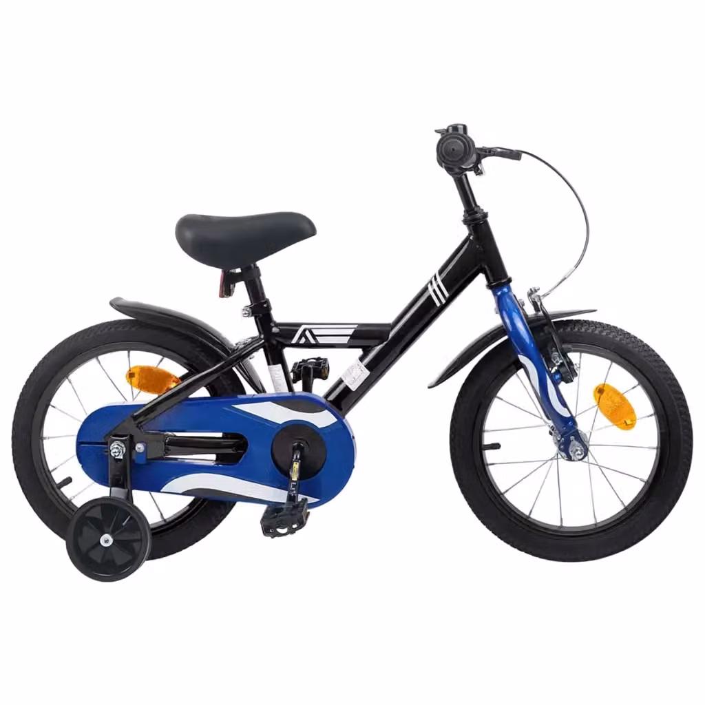 Bicicletta per bambini da 14 pollici in metallo e gomma, disponibile nei colori nero e blu – 2