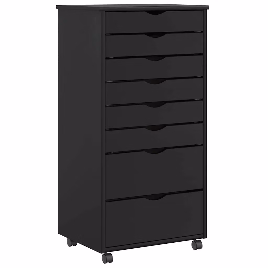 Armadietto Rotante con Cassetti vidaXL in Legno di Pino Nero con Ruote L: 39.0 cm, P: 39.0 cm, H: 103.0 cm – 2