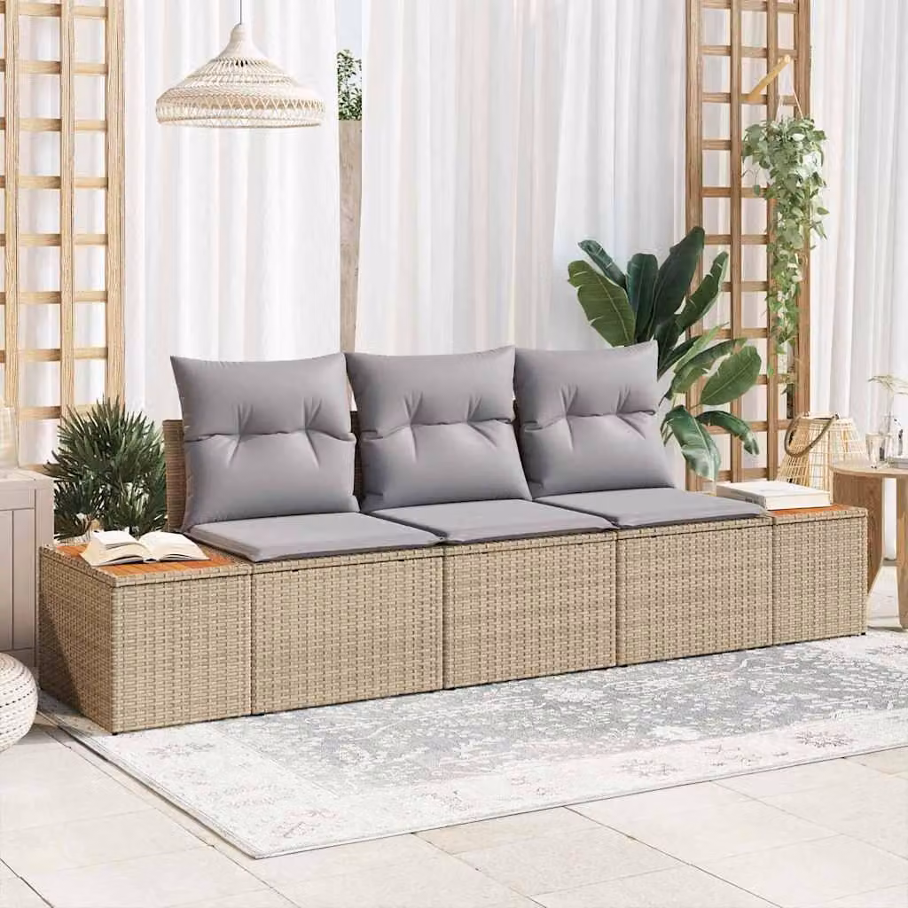 Maison Exclusive - Set Divano da Giardino con cuscino 3 pcs Beige polyrattan