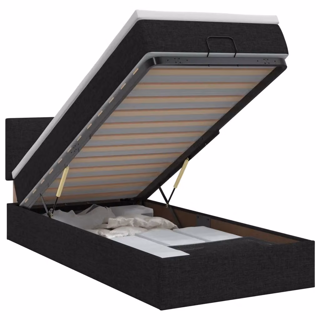 Letto ottomano con materasso vidaXL nero in tessuto e legno L/P/H: 200 x 100 x 88 cm – 2