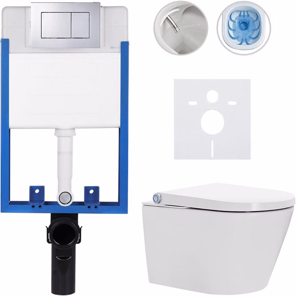 Set completo per WC Profi/Cronus Standard - bianco lucido - pulsante per WC Classic/Cromo - da incasso - 59,3x38,4 cm