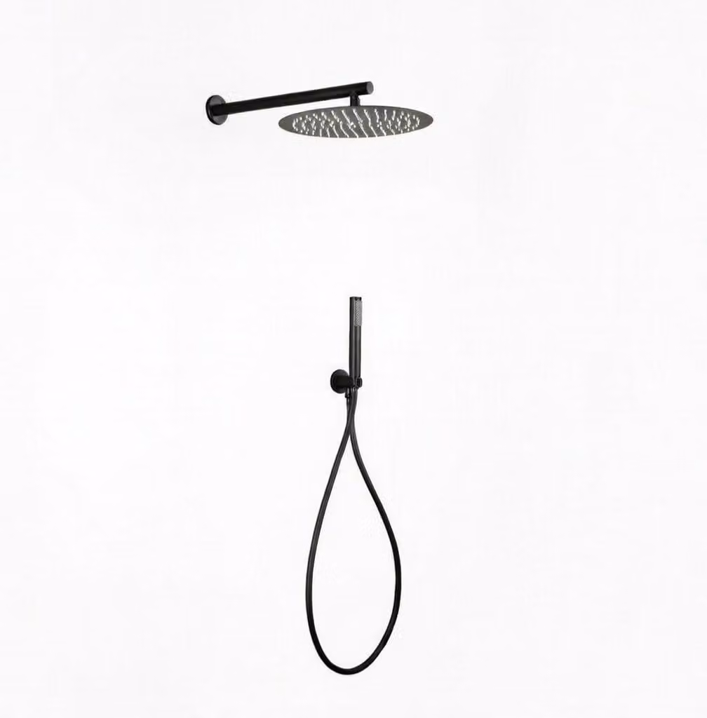 Set doccia completo di soffione tondo diametro 30cm e set doccetta KZ-1005-2 PERU - Nero Opaco